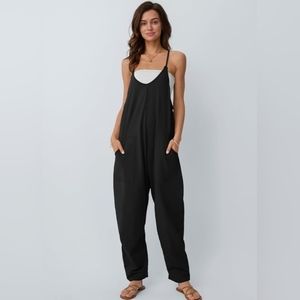 AUTOMET Jumpsuit for Women Black Casual Size Small Summer Comfy Beach Vacation